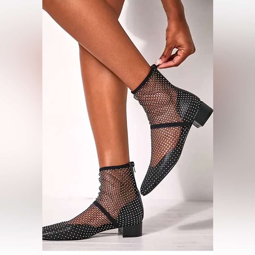 Free People Jeffrey Campbell Magic Hour Mesh Heels Black Jewels Back Zipper - Picture 1 of 11